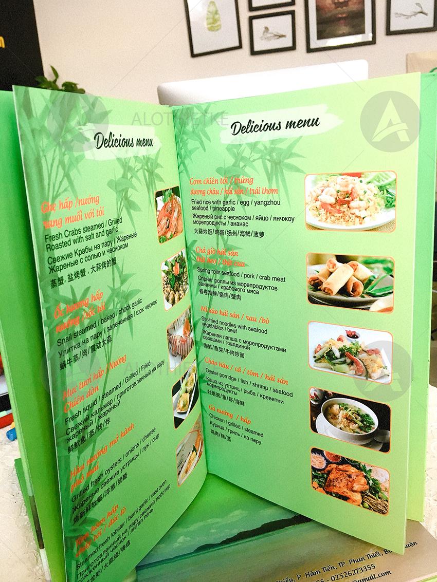 in menu giay bôi tai Phan Thiet